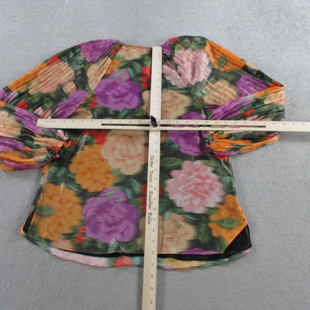 UNGARO Ariel Foiled Garden Blouse Womens XS Apricot Multi Floral Print NWT $595 - Picture 8 of 11